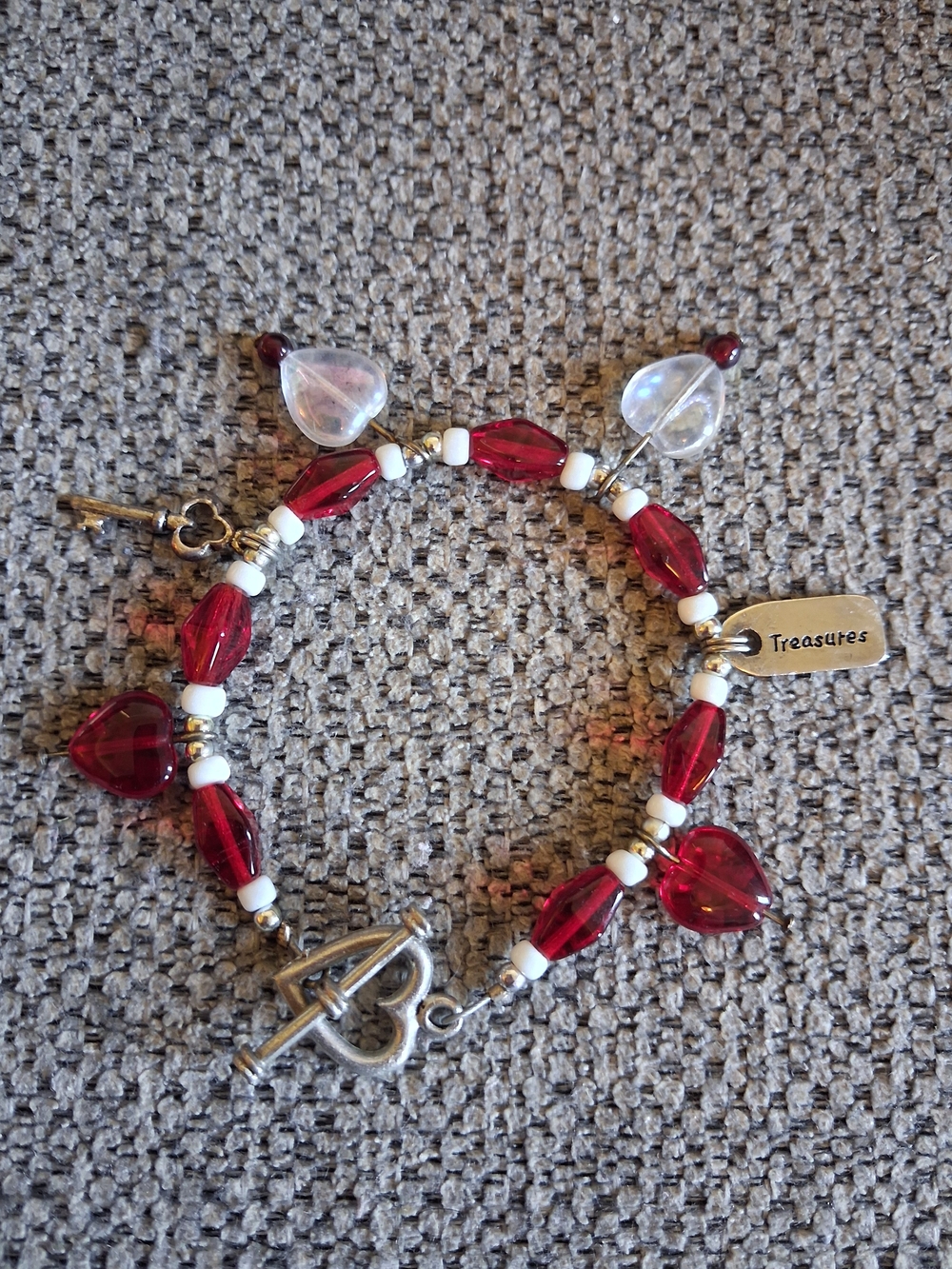 Handmade Red Heart Beaded Bracelet
